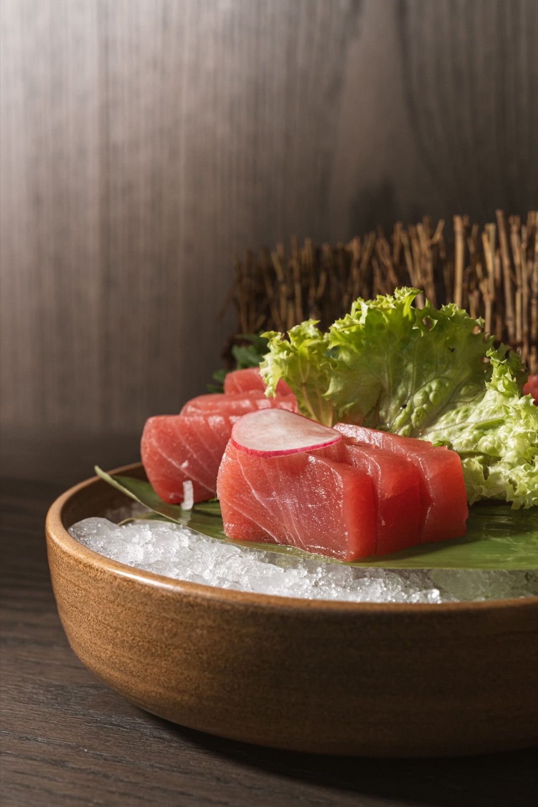 Sashimi di ventresca di tonno su ghiaccio